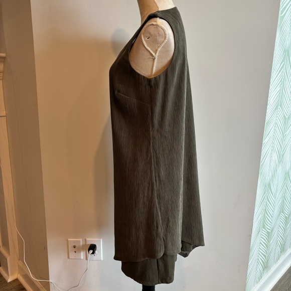 Pure Jill Olive Green Textured Sleeveless sheath Dress Small Petite Lagenlook - Picture 2 of 9